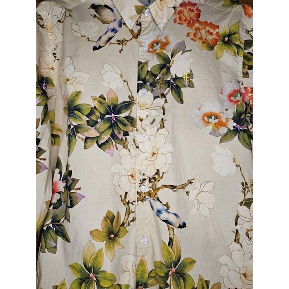 Father & Son Size Medium Stretch Slim Fit White Orange Floral & Bluebird Design - Picture 6 of 12